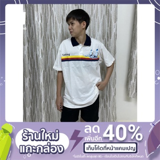 เสื้อยืดคอปกโปโล แนววินเทจ แขนสั้น oversize L อก 40-48