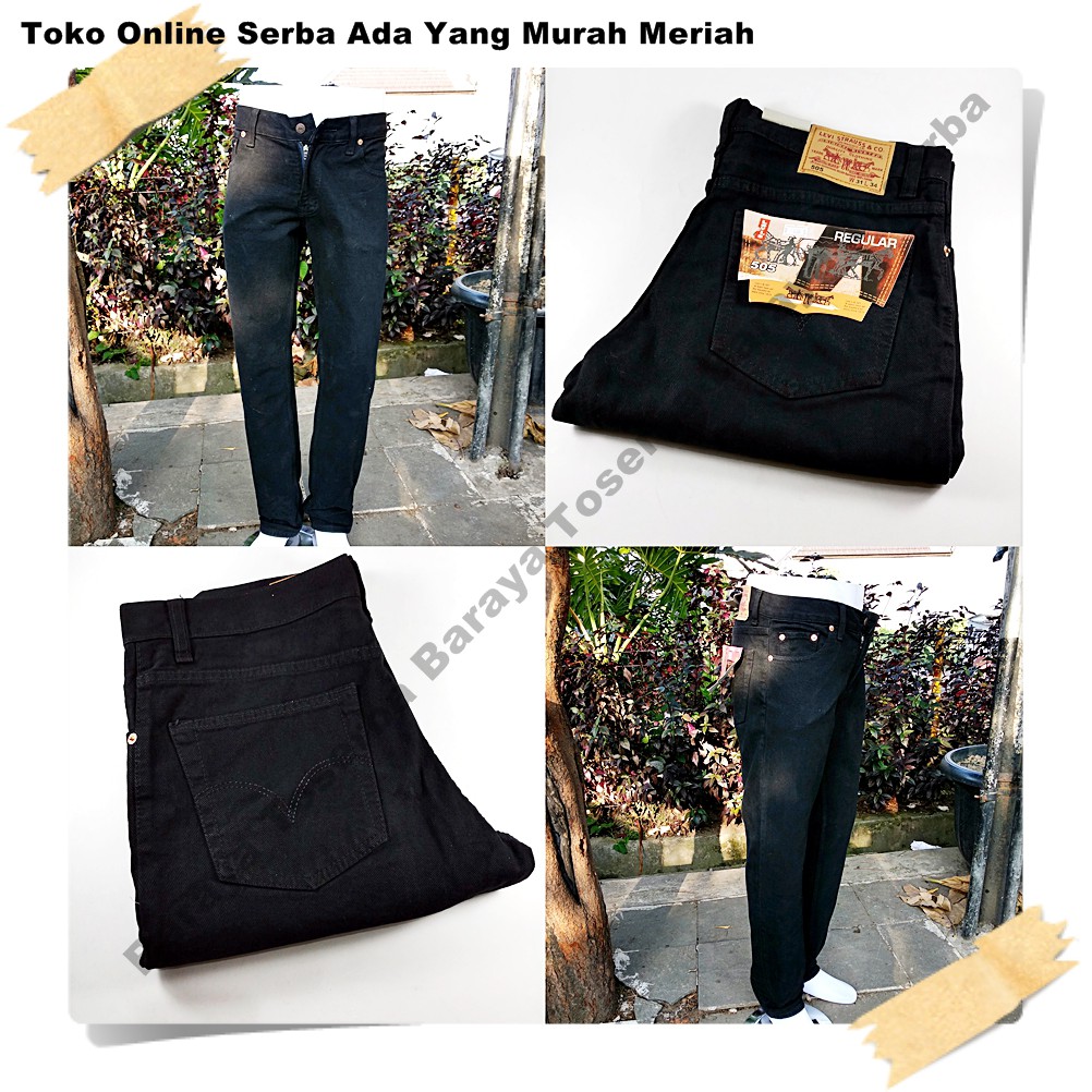 Hitam กางเกงยีนส์ Levis สีดํามาตรฐานปกติ