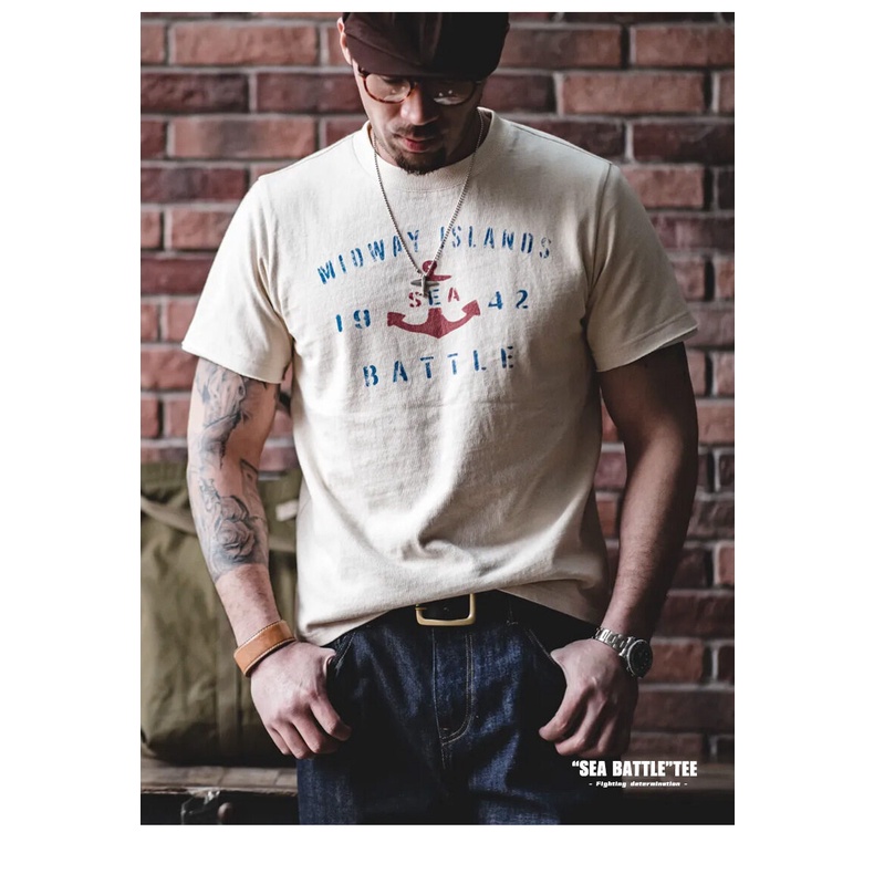 Retro เครื่องมือสไตล์ผู้ชายเยาวชน 2025 ฤดูร้อนใหม่ญี่ปุ่น anchor พิมพ์ผ้าฝ้าย preppy แขนสั้น TEE ไหล่ด้านหน้าครึ่งแขนชายตัวอักษรรอบคอเสื้อยืด — صورة 7