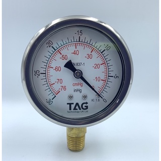 Tag เกจวัดสูญญากาศ แวคคัมเกจ หน้าปัด 2.5นิ้ว(63มม) Vaccum Gauge TAG TECHNOLOGY Pressure Gauge(vacuum gauge)