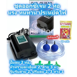 ปั๊มลม ปั๊มออกซิเจน ครบชุด HAILEA ACO-9903 2 ท่อ สายยาง หัวทราย แบบละเอียด สำหรับ เลี้ยงปลา เลี้ยงกุ้ง ตู้ปลา อ่างน้ำ