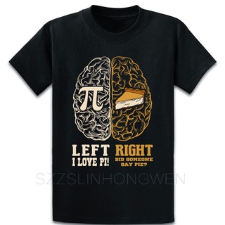 เสื้อยืดทุกวันdailyเสื้อยืดคอกลม ผ้าฝ้าย พิมพ์ลาย Pi Day Left Vs Right Brain Pie Math Teacher แฟชั่นฤดูใบไม้ผลิ และฤดูใบ