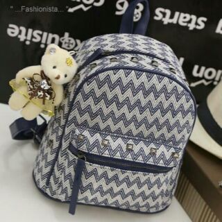 กระเป๋าเป้ พร้อมน้องหมี NEW KOREA WINTER WEAVE BAG