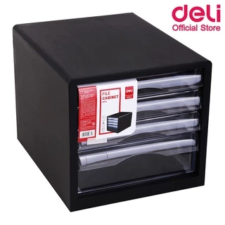 Deli 9774 File Cabinet ตู้เอกสาร แบบ 4 ชั้น A4 (สีดำ) อุปกรณ์สำนักงาน ตู้เก็บเอกสาร ชั้นเก็บเอกสาร อุปกรณ์จัดเก็บเอกสาร