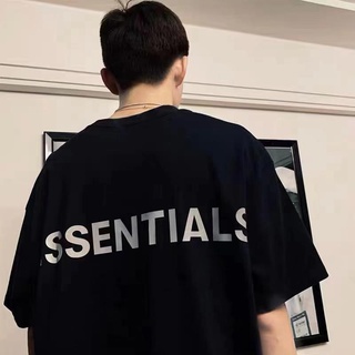 เสื้อยืดคอกลมcrew neckเสื้อยืดแขนสั้น ทรงหลวม พิมพ์ลายตัวอักษร FOG FEAR OF GOD ESSENTIALS สะท้อนแสง แนวสตรีท แฟชั่นฤดูร้