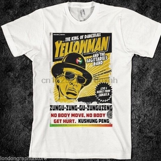 เสื้อยืดผ้าฝ้ายพิมพ์ลายขายดี เสื้อยืด พิมพ์ลาย Reggae Yellowman dancehall rastafari น้ําตาล มินต์ ชีพจร