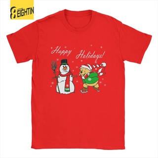 Disney Men Clothing Happy Holidays Winnie The Pooh T-Shirt Short Sleeve Cotton Tshirt Merry Christmas Female Casual Tops