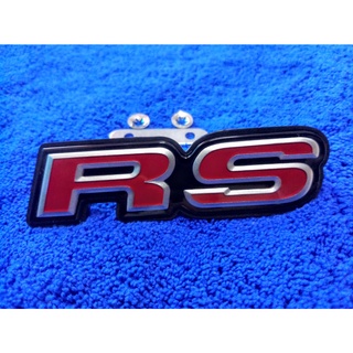 ป้ายโลโก้ ติดรถ Logo RS อาร์เอส สีแดง ขอบเงิน พื้นดำ Racing ติดท้ายรถ ติดกระจังหน้ารถยนต์