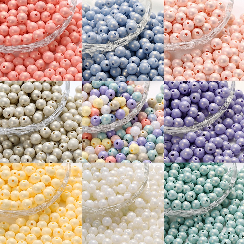 St.kunkka 100 ชิ้น ลูกปัดอะคริลิค สีมาการอง 6 8 10 12 มม. สําหรับทําสร้อยคอ สร้อยข้อมือ