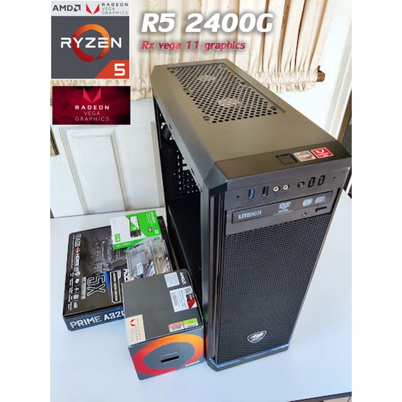 เคสคอมพิวเตอร์ Ryzen 5 2400G การ์ดจอในตัว Radeon RX Vega 11