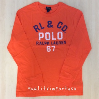 💥SALE💥เสื้อยืด Ralph Lauren แขนยาวสีส้ม (boy size)