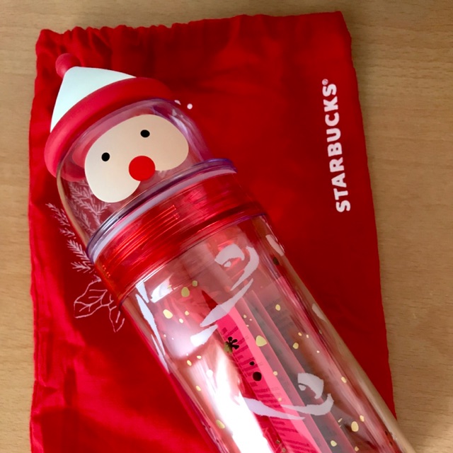 [✔️ ของแท้] 🎅 Starbucks แก้วพลาสติกซานตาคลอส 16 ออนซ์ (ราคาป้าย 550฿) ฝาถอดได้ แถมถุงผ้าสีแดง