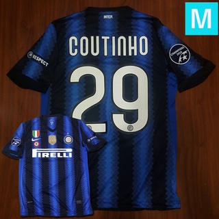 INTER MILAN HOME 2010-11 TRIPLE COUTINHO 29 UEFA FOOTBALL SHIRT SIZE M