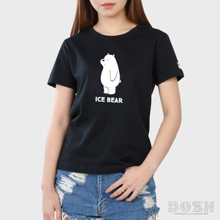 【hot sale】DOSH:WOMENS T-SHIRTSเสื้อยืด คอกลม แขนสั้น ผู้หญิง สีดำ สินค้าลิขสิทธิ์WE BARE BEARSรุ่นDBBWT1003-BL