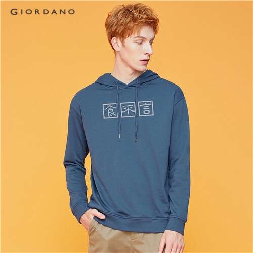 GIORDANO MEN Printed graphic crewneck long-sleeve hoodie 91099617