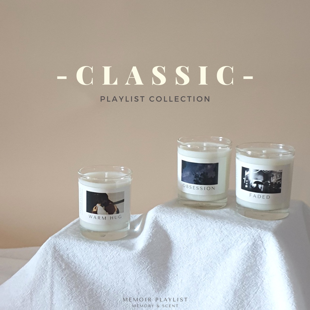 Memoir Playlist เทียนหอมไขถั่วเหลือง มี 2 ขนาด (3 กลิ่น Warm Hug, Faded, Obsession) ฝากเขียนการ์ดได้ แจ้งในหมายเหตุ