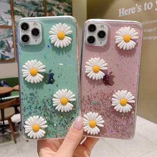 Huawei Y9S Y9 Y7 Prime Y6 Pro Y5 2019 เดซี่ ดอกเบญจมาศ ฟอยล์เงิน นิ่ม TPU เคสโทรศัพท์