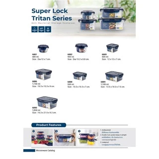 Super Lock รุ่น 6889 กล่องใส่อาหาร กล่องใสเนื้อดีเรียกเนื้อ Tritan ความจุ 1100 มล. ปราศจากสารก่อมะเร็ง (ไม่ใช่แก้ว)