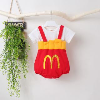 ชุดรอมเปอร์เสื้อยืดหมวกพิมพ์ลาย Mcdonald  S น่ารักสําหรับเด็ก