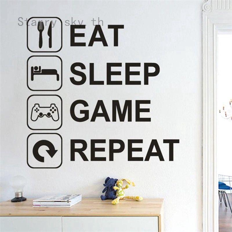 สติ๊กเกอร์ eat sleep game 1 ชิ้นสําหรับตกแต่งบ้าน