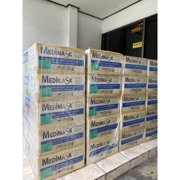 Medimask หน้ากากอนามัยทางการแพทย์ 3 ชั้นASTM Level1 สีเขียว งานไทย ขายส่ง ขายยกลัง(20 กล่อง/ลัง)
