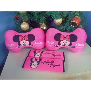 setหมอนรองคอ+ที่หุ้มเบลล์ในรถยนต์ลายมินนี่เม้าส์minniemouse