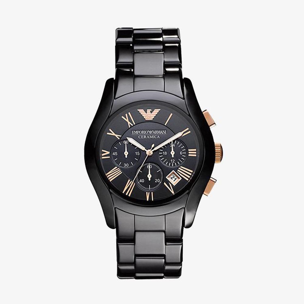 Emporio Armani นาฬิกาข้อมือผู้ชาย Ceramica Chronograph Black Dial Black รุ่น AR1410 ของแท้ 100% มีกา