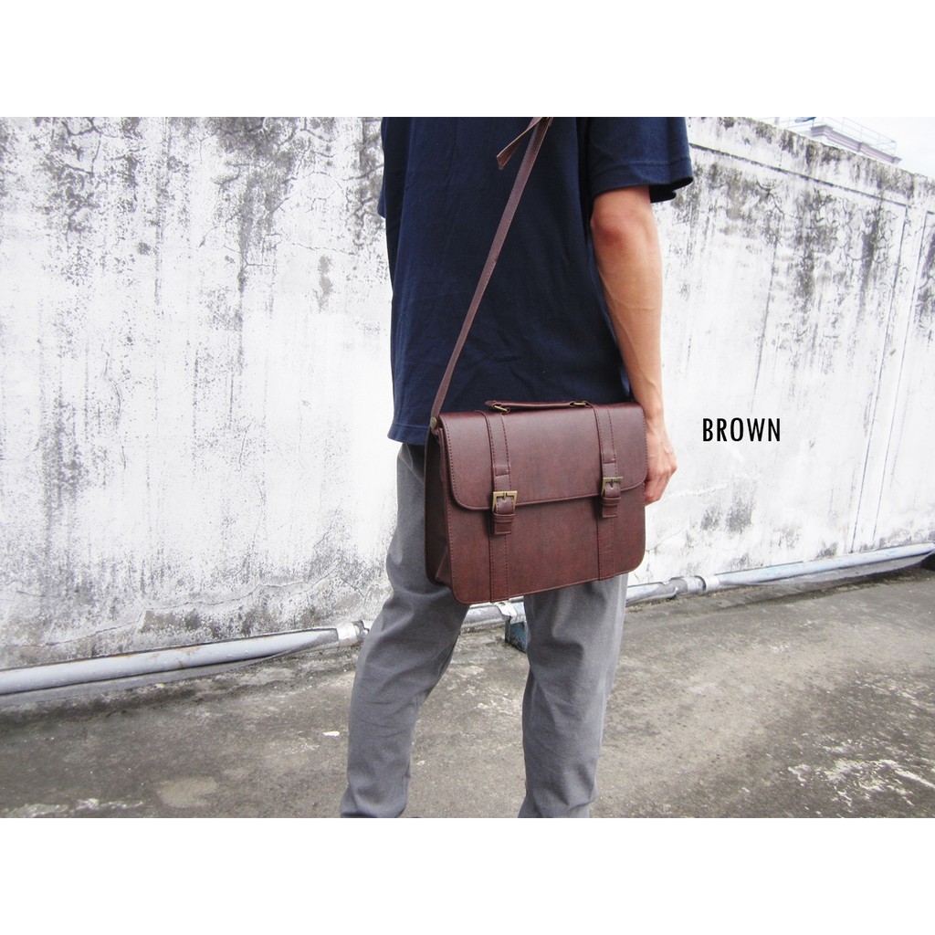 [มีโค้ดลด100บ]HEAPER  BUSINESS กระเป๋าหนัง PU ใส่เอกสาร สะพายข้าง Messenger bag