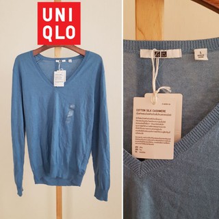 เสื้อสเวตเตอร์ผ้าฝ้ายแคชเมียร์​ Uniqlo ของแท้​ ของใหม่ป้ายห้อย