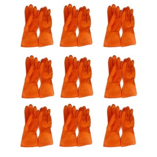 Eagle One Orange Rubber Gloves ถุงมือยาง Size L 9คุ่ (สีเหลือง)