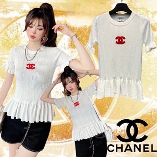 (ส่งฟรี) เสื้อยืด CHANEL KNIT ชายระบาย