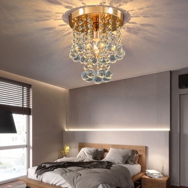 แขวนโคมไฟเพดานคริสตัลสำหรับตกแต่งบ้านห้องนั่งเล่นห้องนอนโคมไฟในร่มทางเดินเข้าทางเดินแสงสีทองสีเงิน - รูปที่ 2