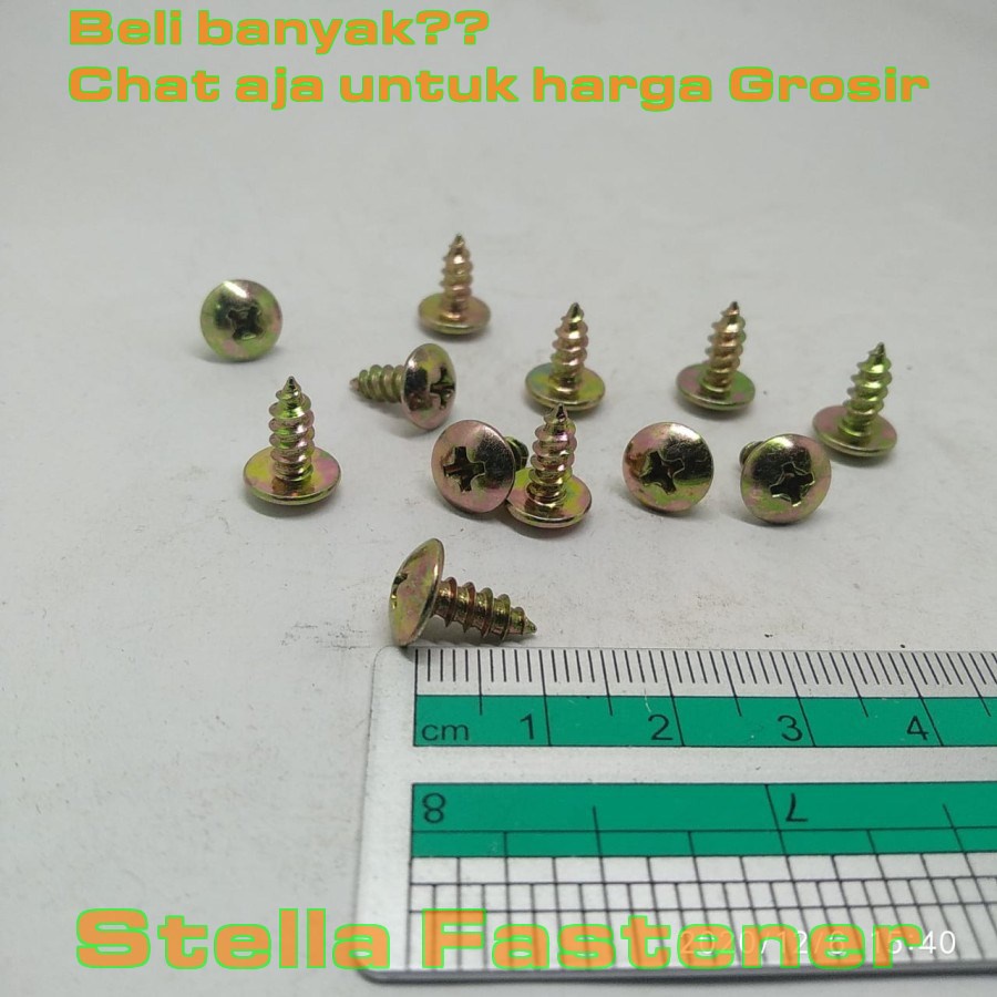 100 ชิ้น 8x3/8 T TS TAB TSAB TSAT สกรูสีเหลืองสีขายส่งสลักเกลียว