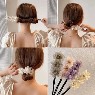 เชือกมัดผมโบว์ลูกไม้สุดหรู เครื่องมือมวยและบิดผมสําหรับผู้หญิง บันผูกผมทวิสเตอร์