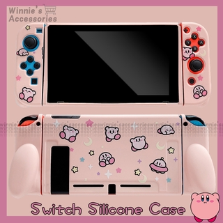 Switch Full ฝาครอบป้องกัน Kirby Case สำหรับ Nintendo Switch Cartoon เคสซิลิโคน Soft TPU Hand Grip Cover