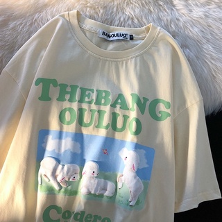 SHINee11เสื้อยืดลายการ์ตูนผู้หญิง สีครีม oversize T-shirt เสื้อผ้าแฟชั่นวัยรุ่นสไตล์เกาหลีน่ารัก เสื้อโอเวอร์ไซส์แขนสั้น