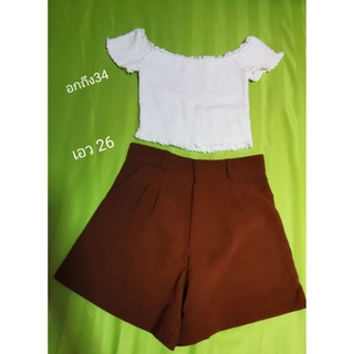 เสื้อครอปมือ2สภาพดี กางเกงสีน้ำตาลมือ1