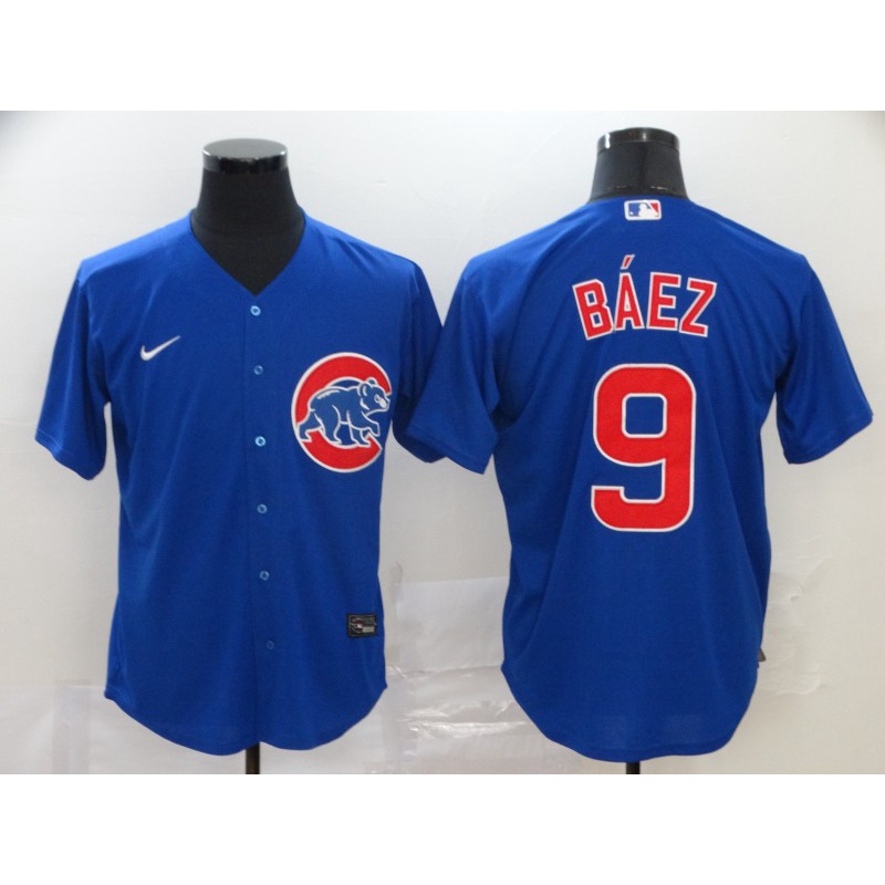 Mlb Chicago Cubs 9 Javier Báez Blue White Grey Army Green Elite Baseball Jersey