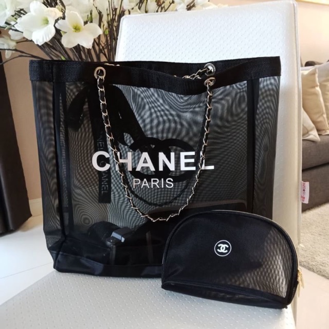 - Chanel Shopping Ribbin bag Chain With + Cosmetic Pouch กระเป๋าสะพายใบใหญ่ทรง Shopping พร้อมกระเป๋าใส่เครื่องสำอางค์