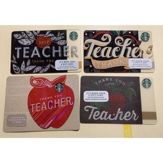 Starbucks card USA Teacher ทุกใบใหม่ไม่ขูดพิน 4 ใบ