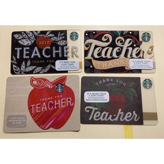 Starbucks card USA Teacher ทุกใบใหม่ไม่ขูดพิน 4 ใบ