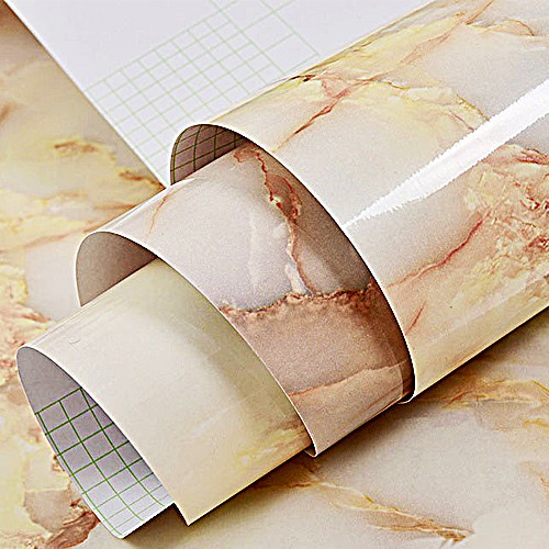 สติ๊กเกอร์ ลายหินอ่อน หน้ากว้าง 122 ซม. ยาว 1 เมตร PK-005 สีครีม