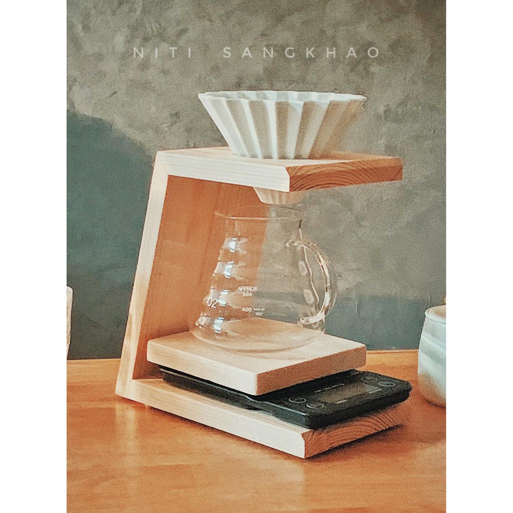 แท่นดริปกาแฟ ไม้จริง100% Dripper Stand,Brewer Coffee ปลอดภัยไม่ย้อมสีไม้ ผลิตงานจาก Niti The Craft Shop
