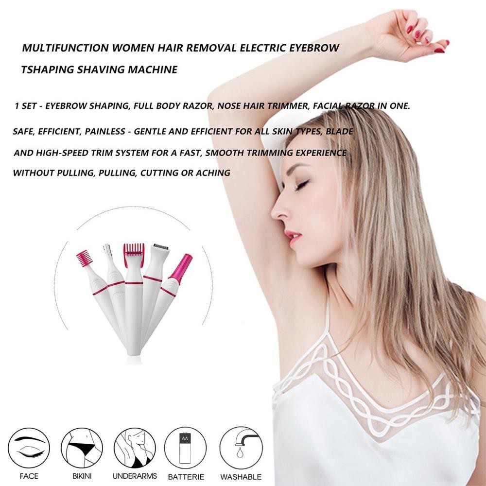 Multifunction Electric Epilator 5 in 1 Women Face Underarm Bikini Hair