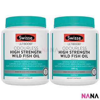 Swisse Ultiboost Odourless High Strength Wild Fish Oil Odourless 1500mg 400 Capsules x2 (EXP:06 2025)