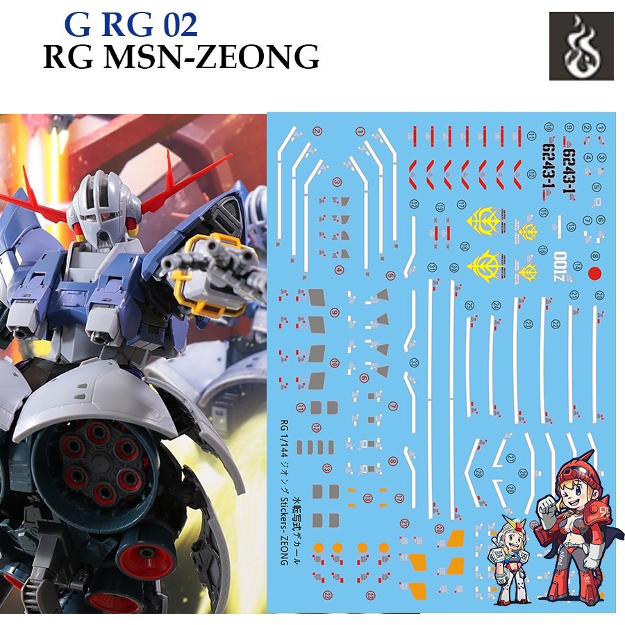 ดีคอลน้ำ [Ghost] RG 02 MSN-ZEONG 1/144 (HIQ Water Decal) Fluorescent GRG02 GRG 02 RG02