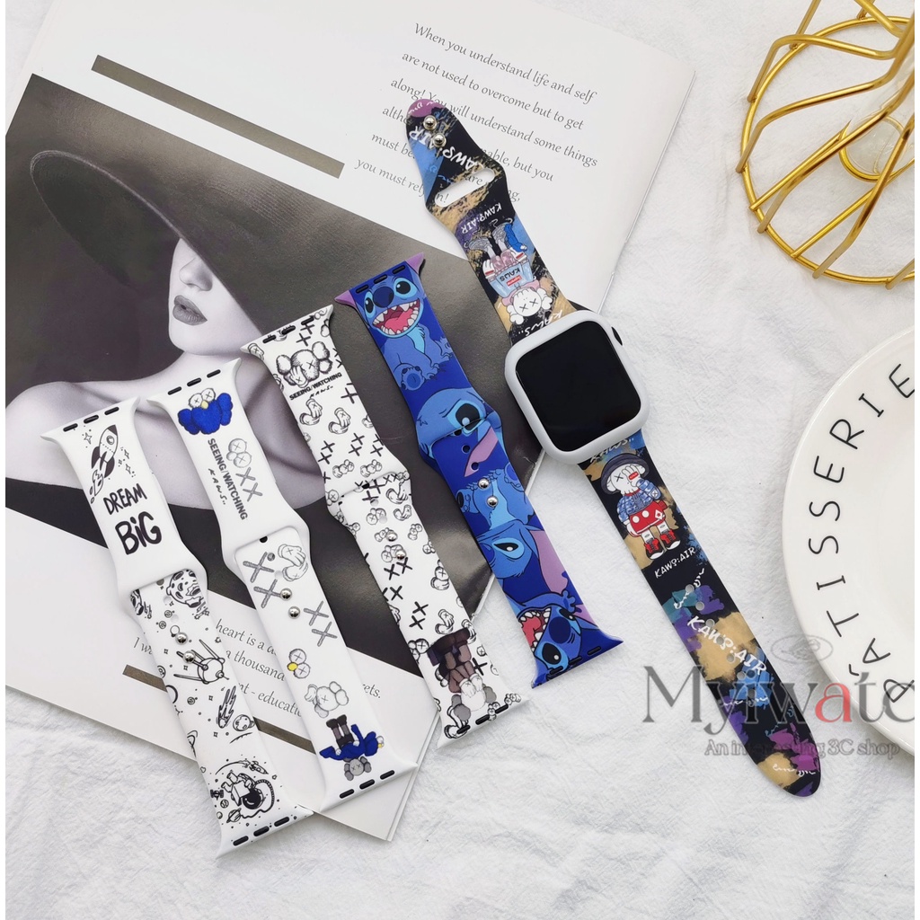 KAWS Series สายซิลิโคน Apple Watch สําหรับ iphone iWatch Series 6 SE 5 4 3 2 1 สําหรับ T500 / U78 pl