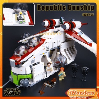 Republic Gunship Building Blocks Obi-Wan Luke Skywalker MOC ของเล่นของขวัญยานอวกาศภาพยนตร์คลาสสิก MOC ชายหญิงของขวัญ