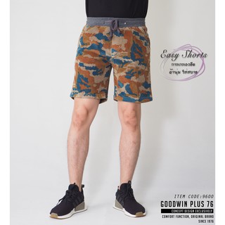 ⚡GW⚡9600 กางเกงขาสั้น ผู้ชาย เอวยืด ผ้าลูกฟูก พิมพ์ลาย ลายทห…