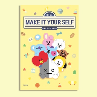 🇰🇷【 BT21 Make It Your Self 】 Artwork Book Character Stickers Calendar Card Postcard Bookmark Diary Background Paper Garland Standing Figure